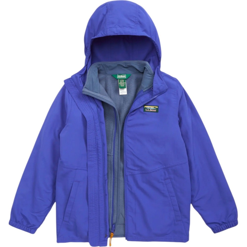 LL Bean Kids' Mountain Classic 3-in-1 Jacket Size XL 18 Blue Hooded‎ Unisex
